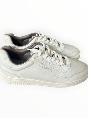 AllSaints Regan Low Top Sneakers Triple Chalk White Lace Up Rubber Sole